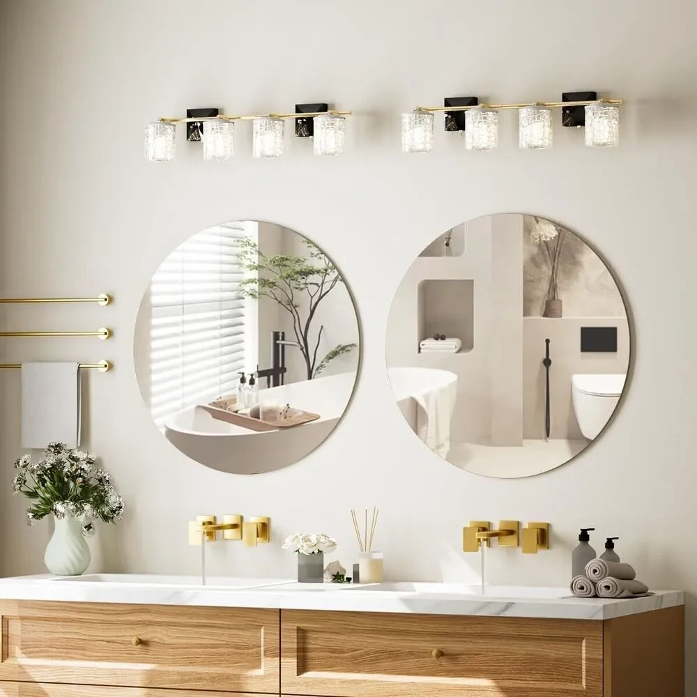 Frameless Round Bathroom Wall Mirror 20 Inch Circle Vanity Entryway Living Room